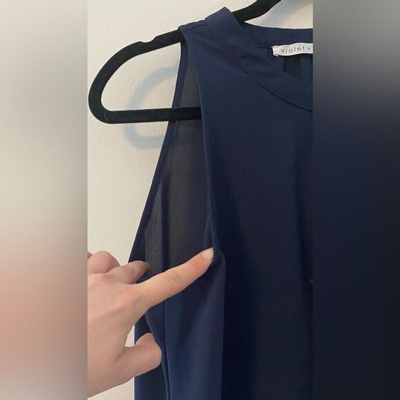 Violet + Claire, Royal Blue, Sleeveless Button Down Blouse, Size M - Picture 5 of 9